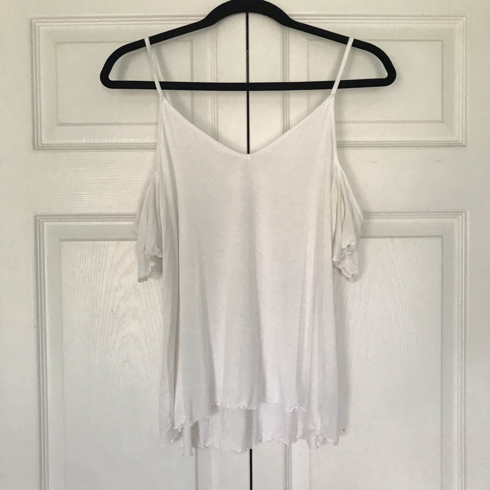 American Eagle White Cold Shoulder Top